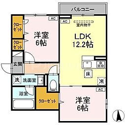 セレスティア鹿浜 2LDKの間取図画像