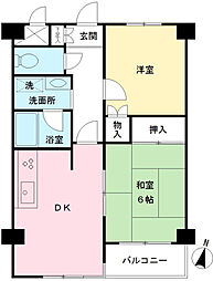 京王むさしのマンション 2DKの間取図画像
