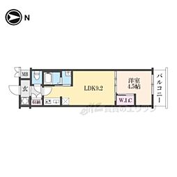 JR東海道・山陽本線 西大路駅 徒歩15分の賃貸マンション 5階1LDKの間取り