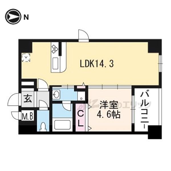 京都府京都市下京区五条通堀川東入る中金仏町(賃貸マンション1LDK・2階・43.24㎡)の写真 その2