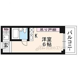 京都今出川レジデンス 7階ワンルームの間取り