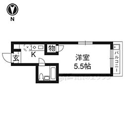 ピーノ清水ろくはら 3階1Kの間取り