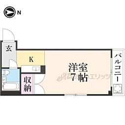 阪急京都本線 西院駅 徒歩10分の賃貸マンション 2階1Kの間取り