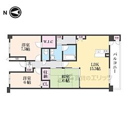パデシオン山科夢ヶ丘 6階3LDKの間取り