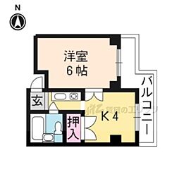 京阪本線 神宮丸太町駅 徒歩3分の賃貸マンション 3階1Kの間取り