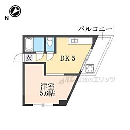 ハイツ東山 1DKの間取図画像