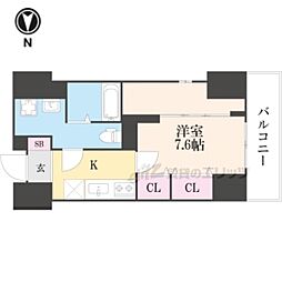 アート四条堀川 1階1Kの間取り