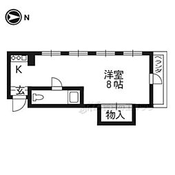 京阪本線 神宮丸太町駅 徒歩31分の賃貸マンション 5階ワンルームの間取り