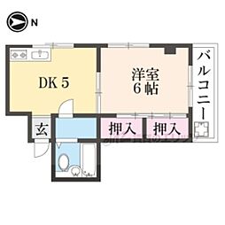JR山陰本線 二条駅 徒歩9分の賃貸アパート 3階1DKの間取り