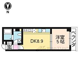 JR山陰本線 丹波口駅 徒歩7分の賃貸マンション 2階1DKの間取り