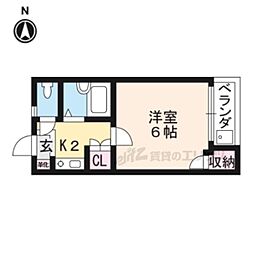 マンション和 2階1Kの間取り