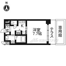 京阪本線 七条駅 徒歩5分の賃貸マンション 1階1Kの間取り