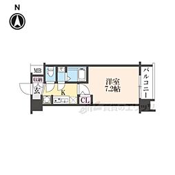 エステムコート京都二条 4階1Kの間取り