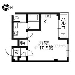 スターウィン烏丸七条 ワンルームの間取図画像