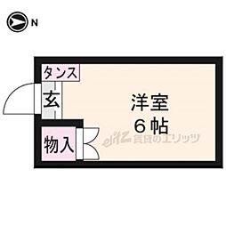 京阪本線 神宮丸太町駅 徒歩18分の賃貸アパート 1階ワンルームの間取り