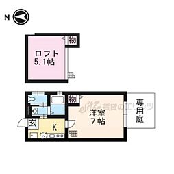 JR山陰本線 二条駅 徒歩9分の賃貸アパート 1階1Kの間取り