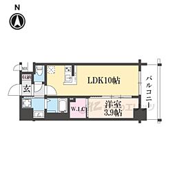 阪急京都本線 西院駅 徒歩2分の賃貸マンション 3階1LDKの間取り