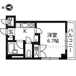 パインフィールド壬生 2階1Kの間取り