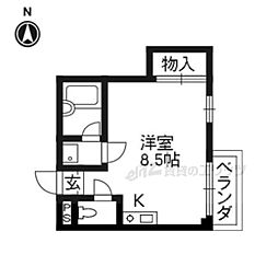 ＰＡＬ御陵 1階ワンルームの間取り