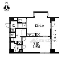 エストーネ京都二条 8階1LDKの間取り