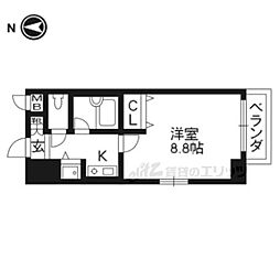 アクシルコート堀川今出川 3階1Kの間取り