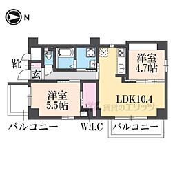 メロディーハイム三条堺町 2LDKの間取図画像