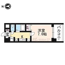 京都地下鉄東西線 二条城前駅 徒歩11分の賃貸マンション 6階1Kの間取り