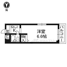 プレジール四条 4階1Kの間取り