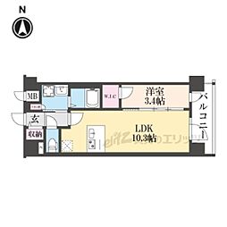 プレサンス十条凛華 4階1LDKの間取り