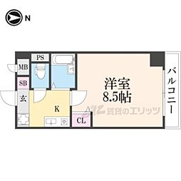 京都市営烏丸線 今出川駅 徒歩18分の賃貸マンション 5階1Kの間取り