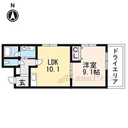 JR山陰本線 丹波口駅 徒歩12分の賃貸マンション 地下1階1LDKの間取り
