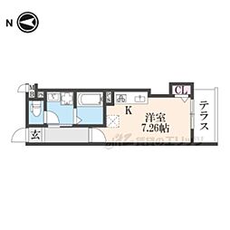 THE CITY 京都東寺 1階ワンルームの間取り