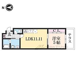 アールグランツ東山泉涌寺 1階1LDKの間取り