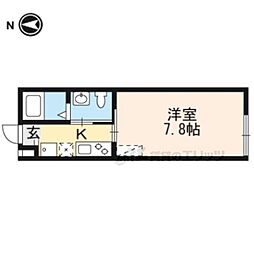 近鉄京都線 京都駅 徒歩9分の賃貸マンション 2階1Kの間取り