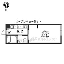 サンクトスコート五条室町 4階1Kの間取り