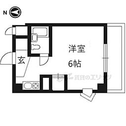 第6長栄サンシャインみささぎ 4階ワンルームの間取り