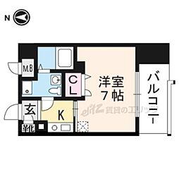 ベラジオ四条烏丸 1Kの間取図画像
