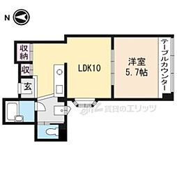 星の子六角ビル ワンルームの間取図画像