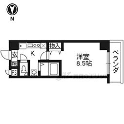 パルティール四条 1Kの間取図画像