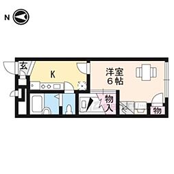 レオパレス常盤 1Kの間取図画像