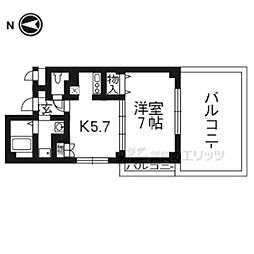 コンフォーレ御陵 1DKの間取図画像