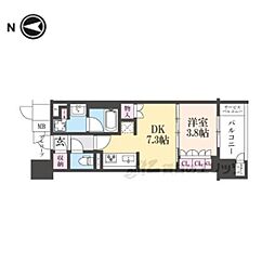 ブランズ京都河原町通 1DKの間取図画像
