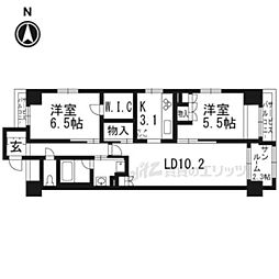 ロジュマン京都三条柳馬場 2LDKの間取図画像