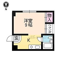 パインハウス 1Kの間取図画像