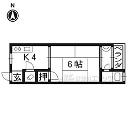日生ハイツB棟 1Kの間取図画像