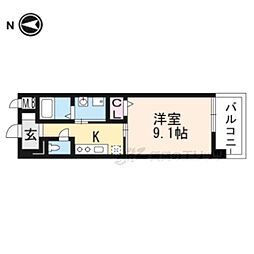 SHICATACHAMBRETTES2 1Kの間取図画像
