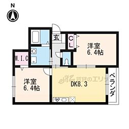 Cuatro妙心寺南 2DKの間取図画像