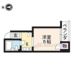 コモディタ竹屋町 1Kの間取図画像