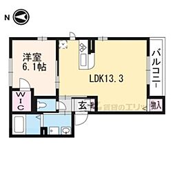 スプリング山城2 1LDKの間取図画像