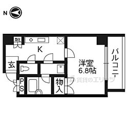 パインベルテ2 1Kの間取図画像